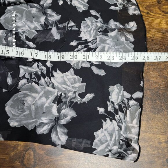 Vtg iz Byer Floral Ruffle Chiffon Top Size L Tie Neck Ethereal Whimsy Feminine - Picture 11 of 12
